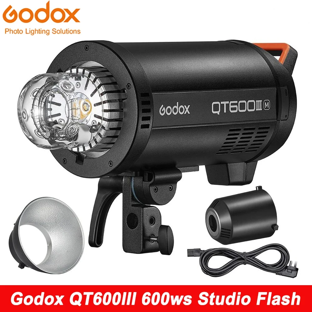 Godox QT600III студийная вспышка 600WS GN65 1/8000s Высокоскоростная синхронизация стробоскоп Встроенная беспроводная система 2,4G + 40 Вт лампочка для моделирования