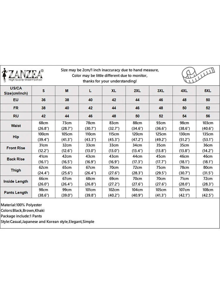 ZANZEA винтажные прямые осенние брюки женские длинные шаровары офисные со средней