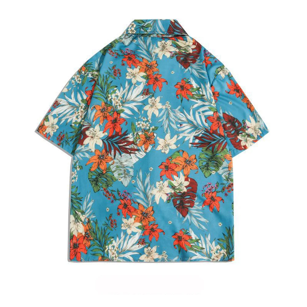 ERIDANUS Summer Floral Short-sleeved Shirt Retro ALOHA Hawaii Shirt for Men Women Same Style Printing Wild Beach Shirt MCS194
