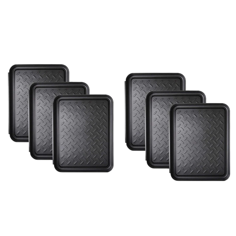 

6PCS Boot Tray Heavy Duty Shoe Mat Trays,Storage Tray,Dog Bowl Or Cat Bowl Mats Trap Mud To Protect Floor 13.7X10.8 Inch
