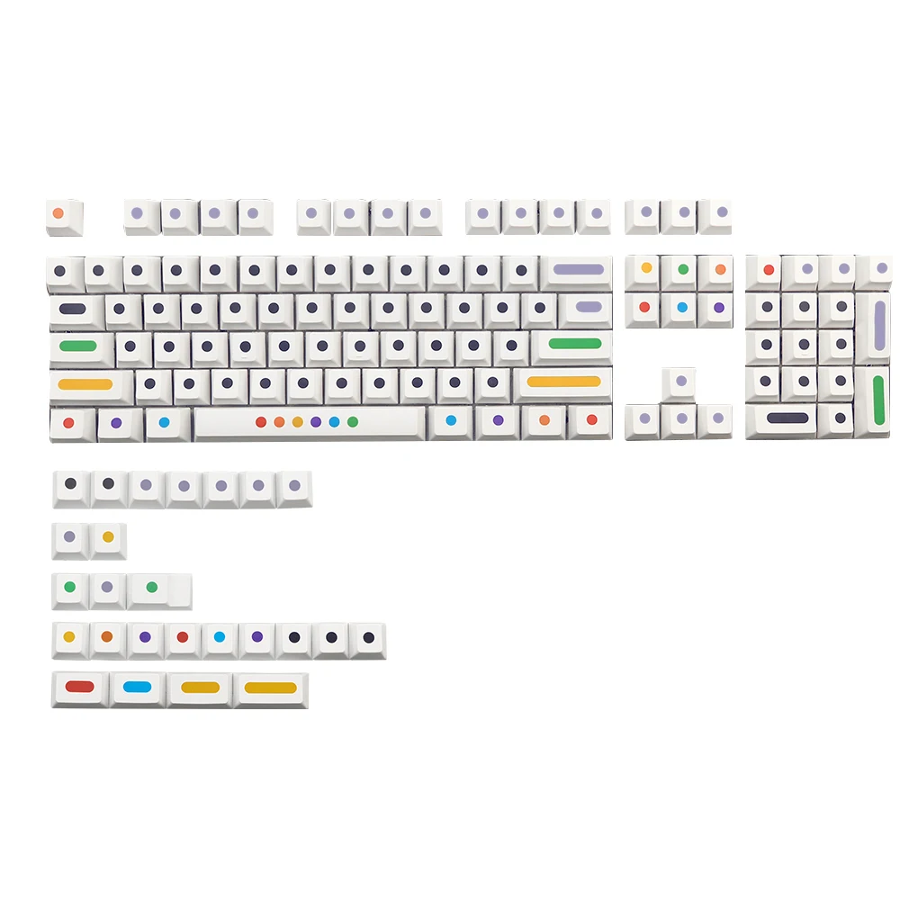 

128 Keys/set White colour Dots Keycaps Cherry Profile PBT Key Caps For MX Switch Mechanical Keyboard Dye Sublimation ISO Key Cap