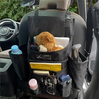 car front seat organizer backrest storage bag with multiple pockets dividers adjustable shoulder strap fixed buckles