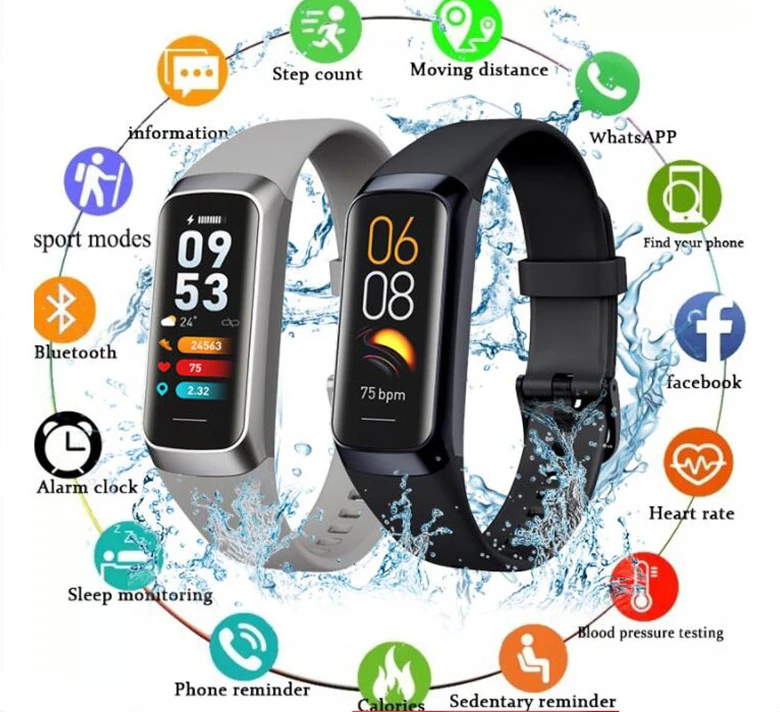 

For Apple Huawei Xiaomi C60 ECG Blood Pressure Heart Rate Sleep Monitoring Ladies Watch Men's Smart Watch Fitness Smart Watch