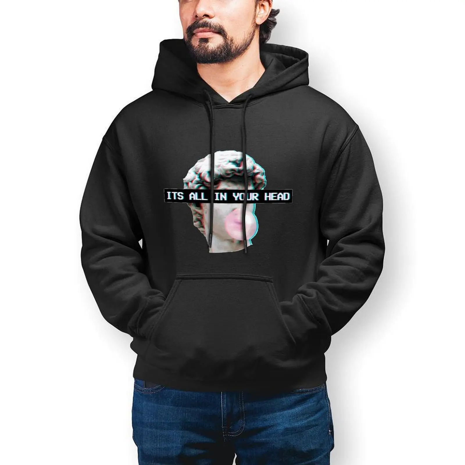 

Vaporwave Aesthetic Art David Loose Hoodies Men Its All In Your Head Casual Pullover Hoodie Autumn Vintage Classic Sweatshirts