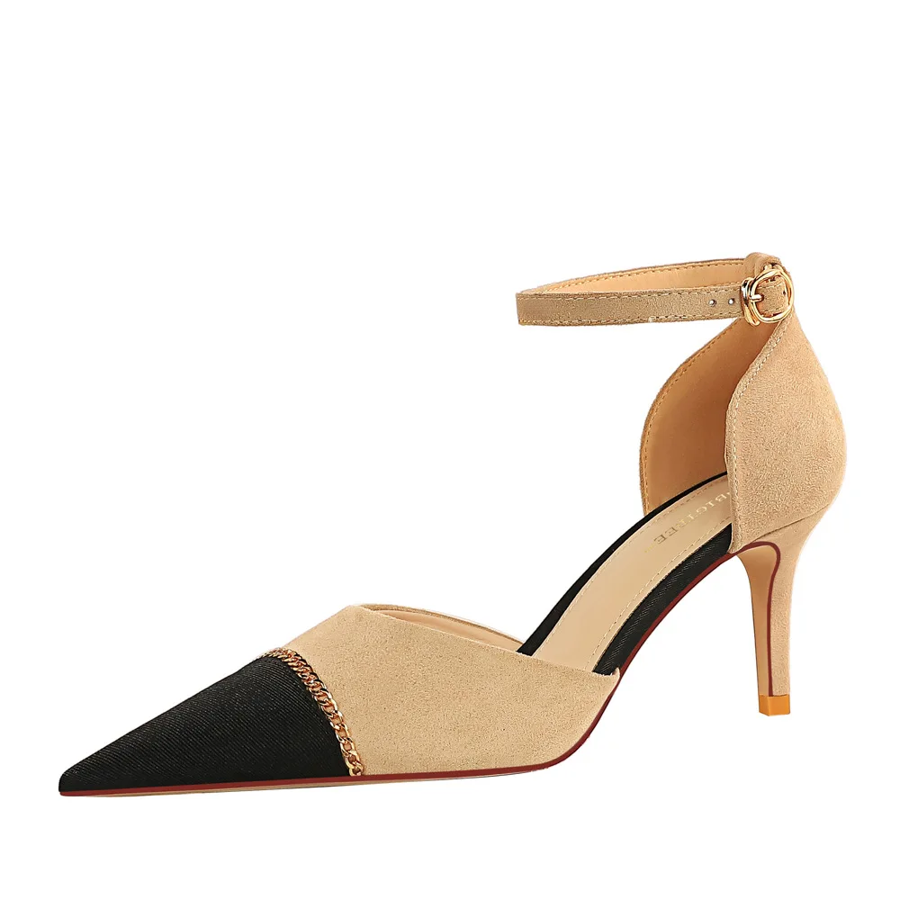 

Новые Сексуальные Модные женские сандалии на высоком каблуке 8 см, элегантная Офисная Женская обувь, женские сандалии, роскошные сандалии из шелкового материала, одинарная обувь