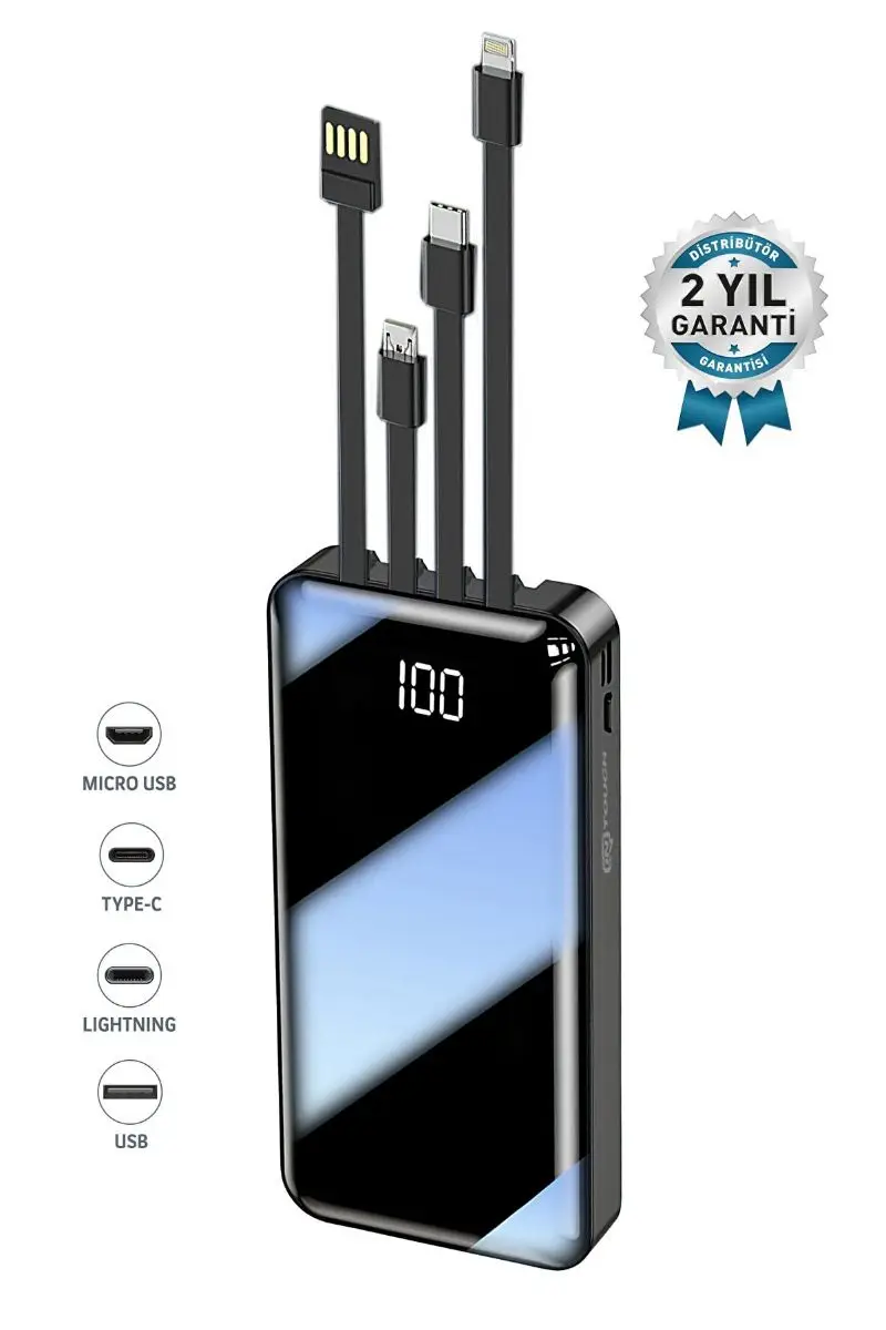 

20.000 Mah Prime digital display built-in multi-wired Powerbank, black