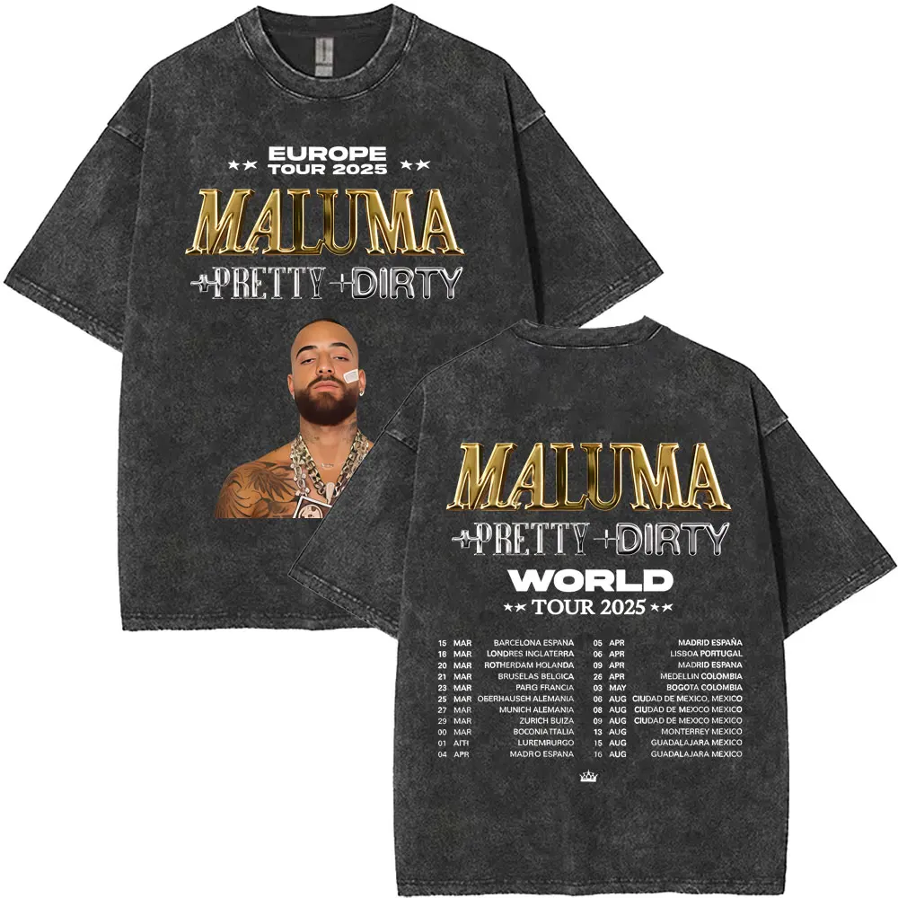 Фото Промытый рэпер Maluma Pretty Dirty Europet World Tour 2025 футболка мужские модные футболки большого размера мужские винтажные футболки в стиле хип-хоп №1