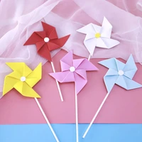 3 pcsbag creative children foam paper 3d colorful windmill happy birthday cake topper candy bar cake supplies party favors