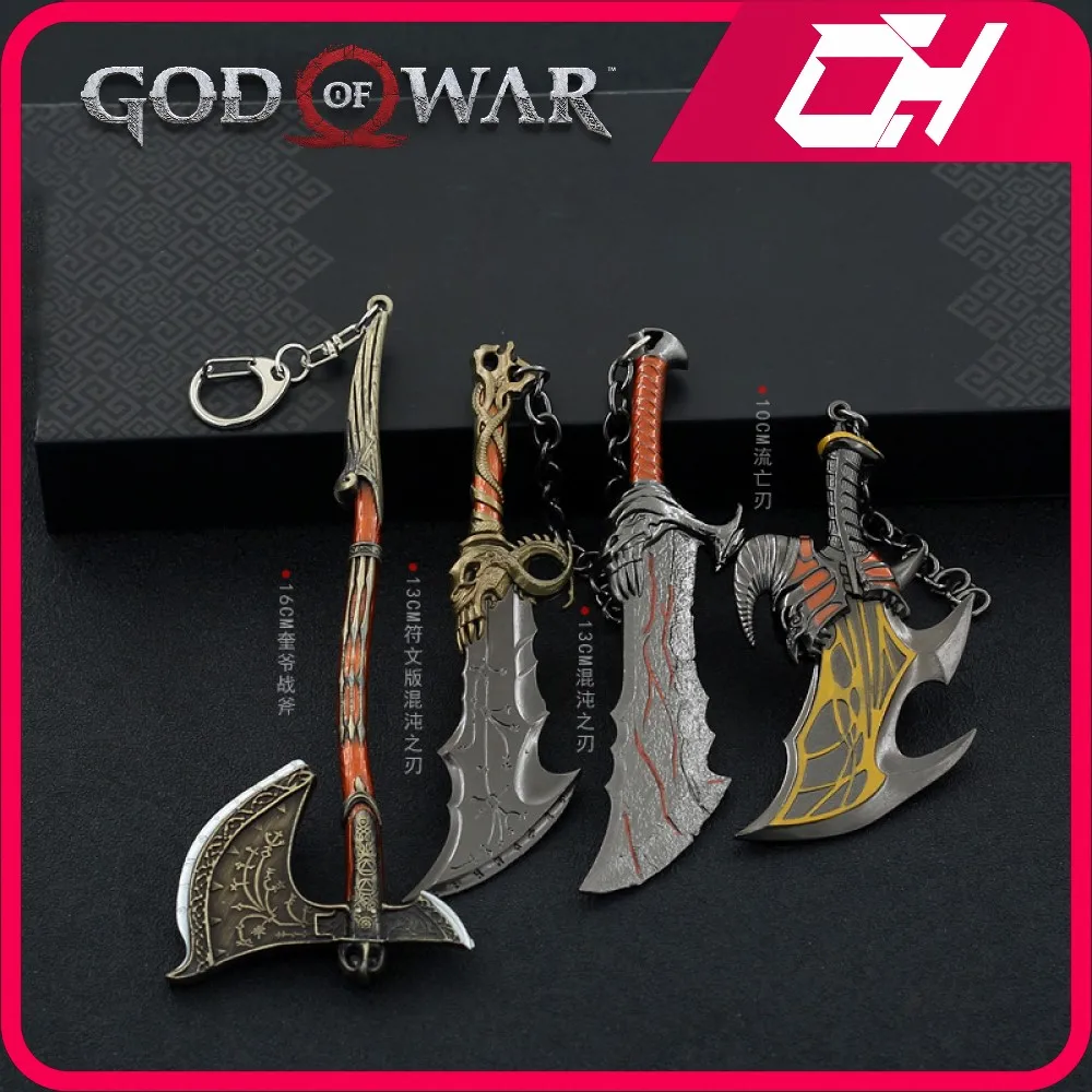 God of War Weapon Kratos Leviathan Axe Blades of Chaos Ghost of Sparta Game Swords Katana Keychain Model Holiday Gift Kid Toys