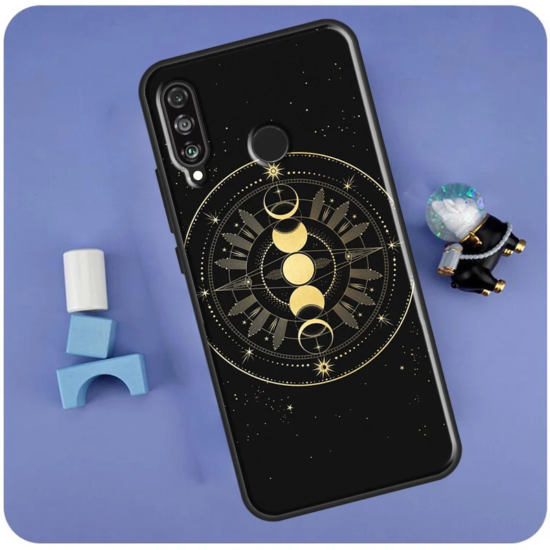 Фото Чехол для Huawei Nova 3i 7i 8i 11i 12i 9 10 SE Y60 Y61 Y70 Y72 Y73 Y90 Y91 P20 P30 P40 Lite с дизайном «Галактика, Луна, Звезды, Фазы, Тотем» №3