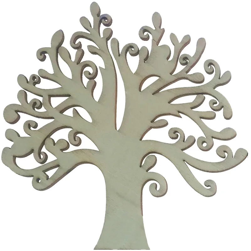 

10PCS Blank Wooden Tree Embellishments for DIY Crafts Party Wedding Decoration Buttons for Card Making Scrapbooking Accessories