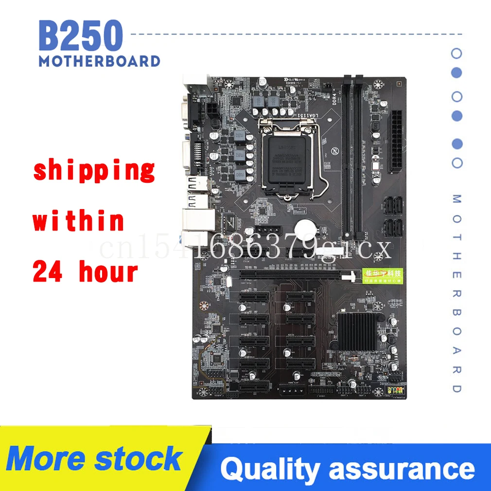 

Brand New Motherboard B250 12GPU PCI-E Mining Board EXPERT B250-BTC 12PCI LGA1151 DDR4 12 Graphics