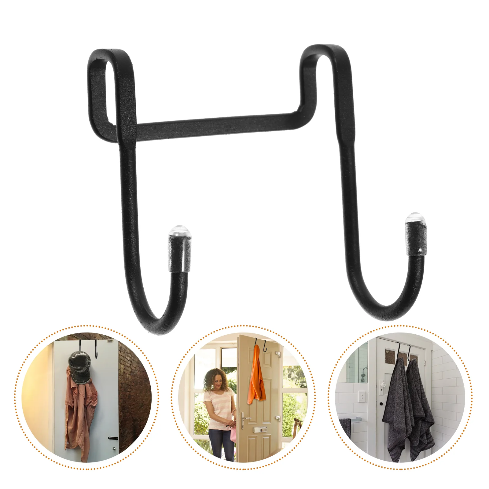 

20 Pcs 1 Bag 2-hook Clothes Hooks Towel Hooks Punch-free Coat Hooks (Black)