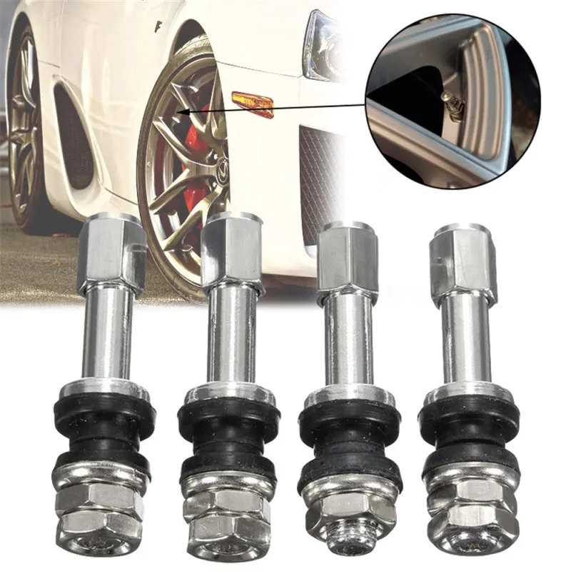 

2/1pc Car Tire Valve TR48E Bolt-in Tubeless Wheel Tire Valve Stem Dust Cap Cover vehicle Stainless Steel Metal Straight Mouth