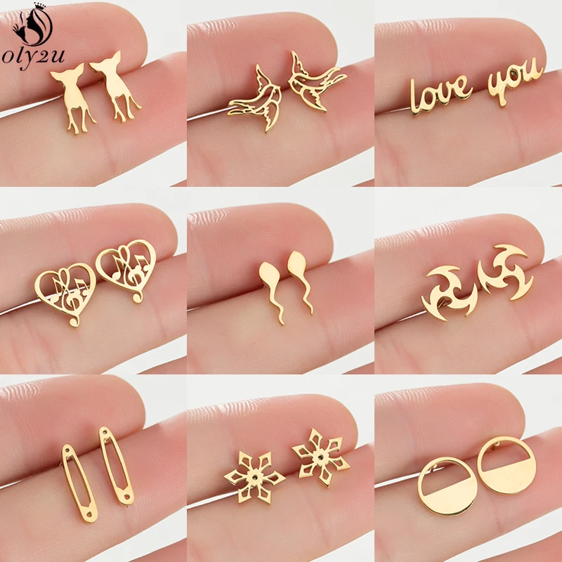 

Серьги-гвоздики из нержавеющей стали с изображением животных, 2022