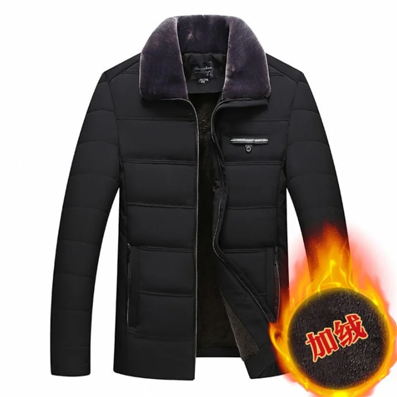 winter warm jacket men coat Cotton clothes Short down jacket with thick velvet Middle-aged and elderly fur collar b290