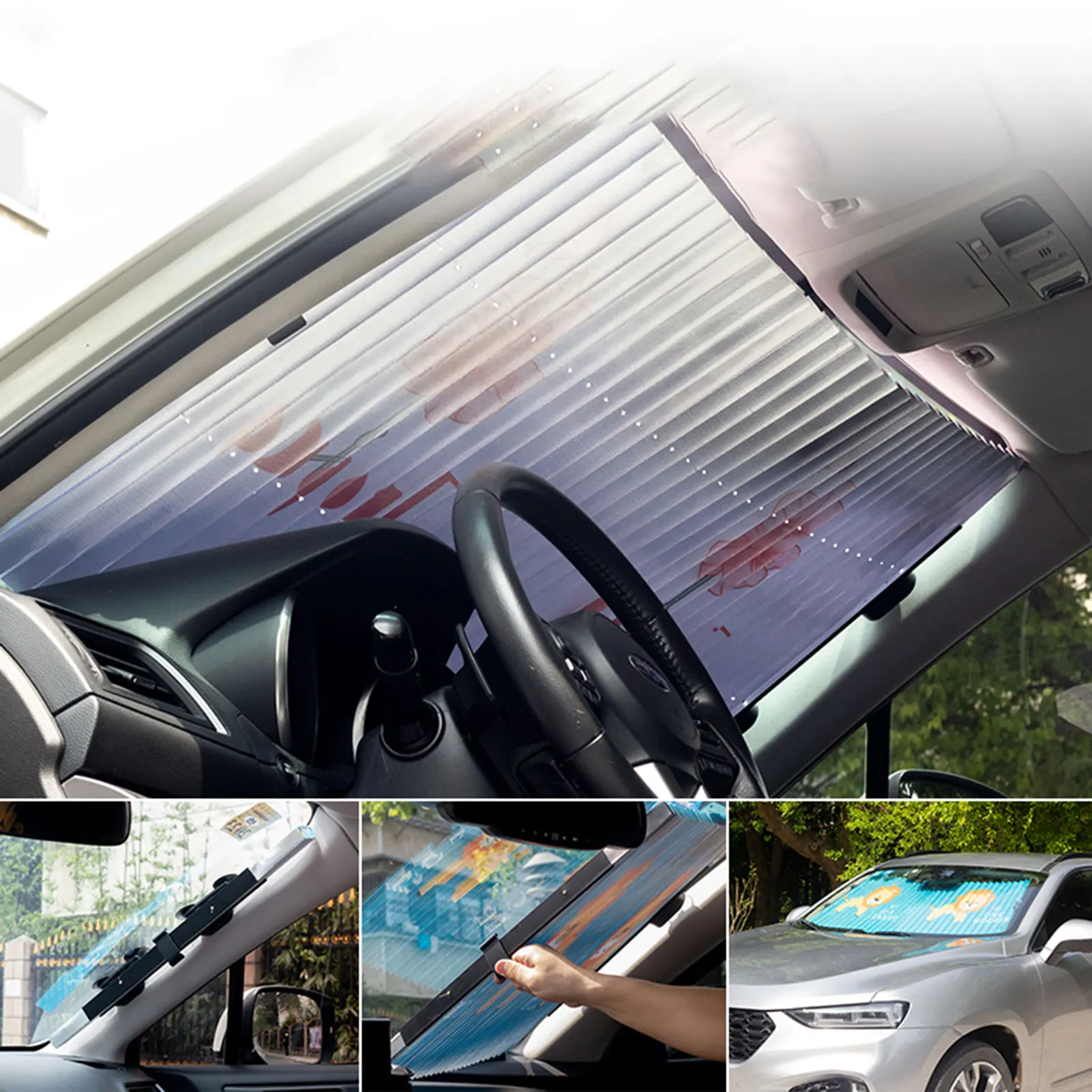 Фото Солнцезащитный козырек на лобовое стекло для автомобиля сотовый солнцезащитный козырек блокирует УФ-лучи солнцезащитный козырек для защиты вашего автомобиля от прохлады УФ-солнца и тепла №2