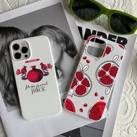 red pomegranate and cherry fruit phone case candy color for iphone 6 7 8 11 12 13 s mini pro x xs xr max plus