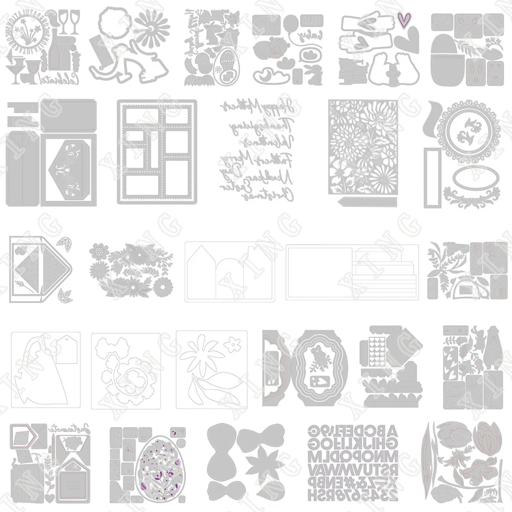 

2022 Spring Flowers Animals Bicycle Big Hugs Heart Box Easter Egg Gift Box Label Metal Cut Dies and Stamps Diy Scrapbooking Mold