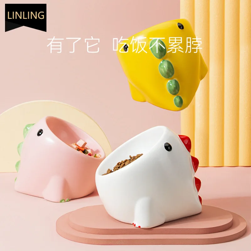 

Elavated Cat Bowl Personalized Wet Food for Cats Funny Coffee Bowls Ceramic Elevated High Raised Water Tilted Puppy Cute Feeder