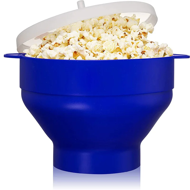 

Large Silicone Popcorn Bowl with Handle Microwave Oven Folding Popcorn Bucket With Lid DIY Popcorn Homemade Tools