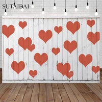 Valentine Heart Digital Backdrops Red Hearts on Wooden Fence Cute Valentines Background Photography Backgrounds Digital Backdrop