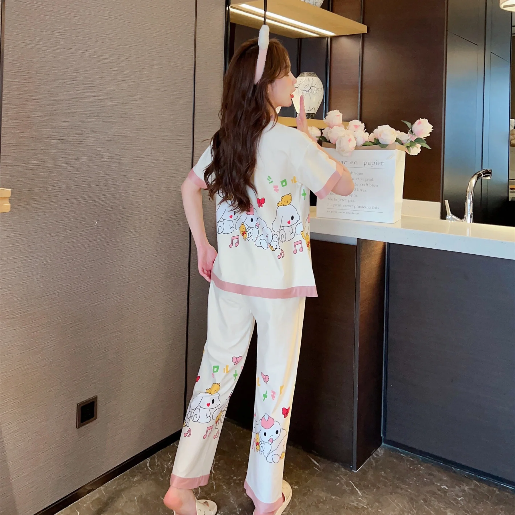 3pcs/lot 2023 New Home Furnishing Three Piece Set Cotton cartoon printed spring/summer thin pajamas