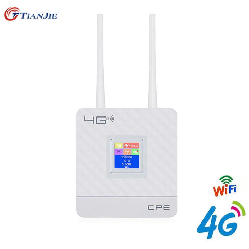 Wi-Fi-роутер TIANJIE с поддержкой 4G, LTE, сим-карта, беспроводной модем, внешние антенны, порт WAN/LAN RJ45, Мобильная точка доступа с умным дисплеем
