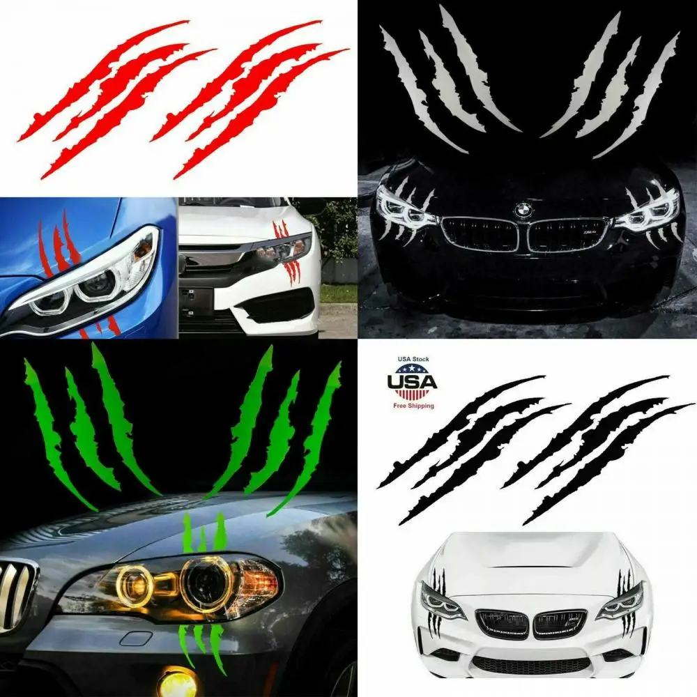 

Durable Monster Claw Scratch Decal Universal 2 Pcs Car Sticker Sticker Claw Stickers For Car Headlight Decor Us