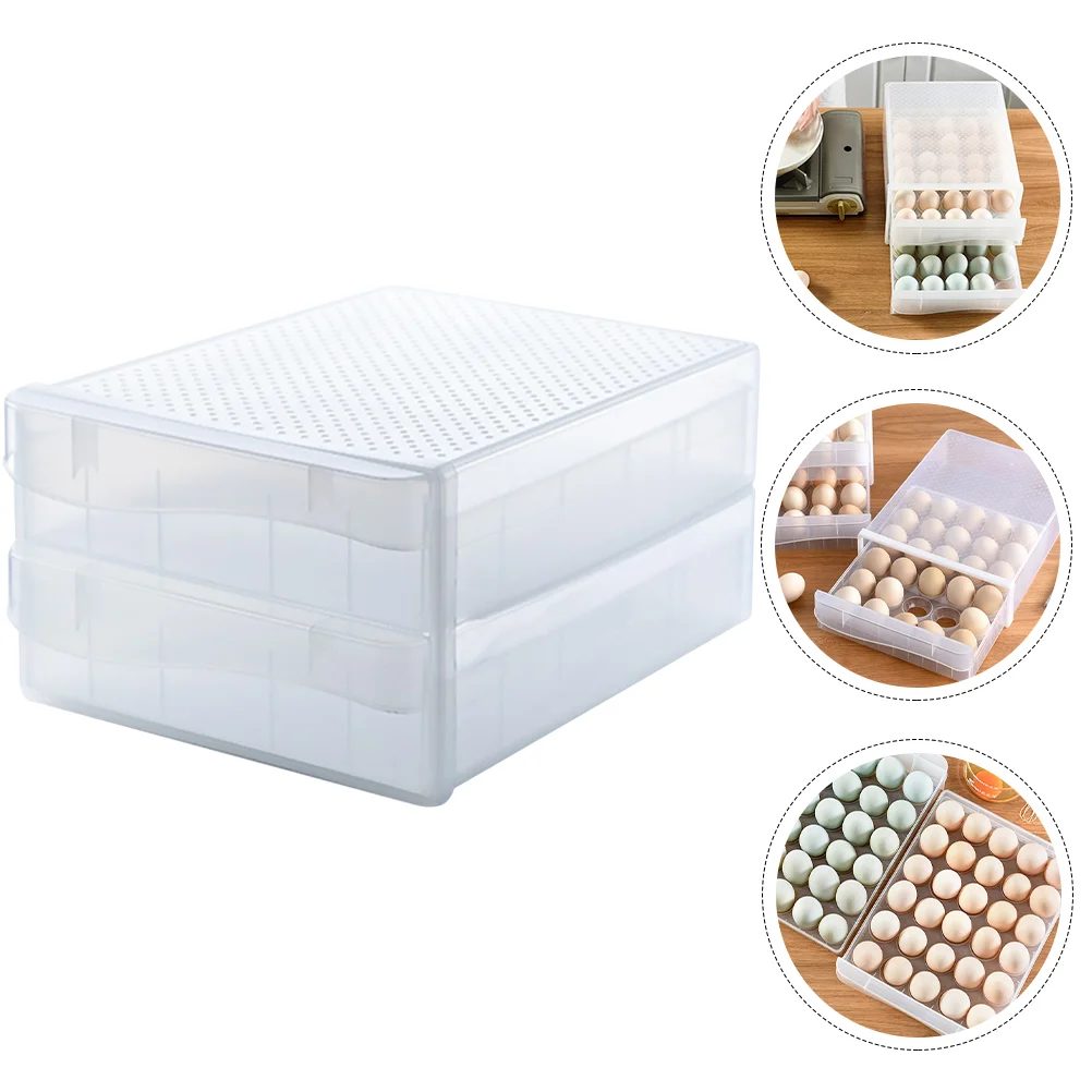 

Egg Holder Box Tray Container Storage Refrigerator Kitchen Drawer Rack Countertop Organizer Fridge Case Domestic Desktop Clear