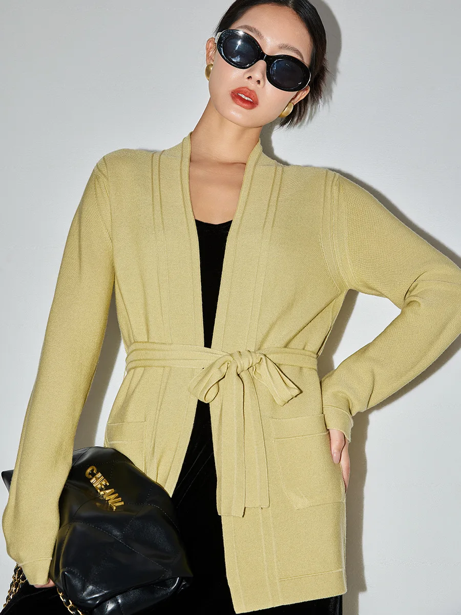 Naizaiga 2023 Весна средней длины желтый темно-синий новое поступление 75% шерсть 25% Шелк