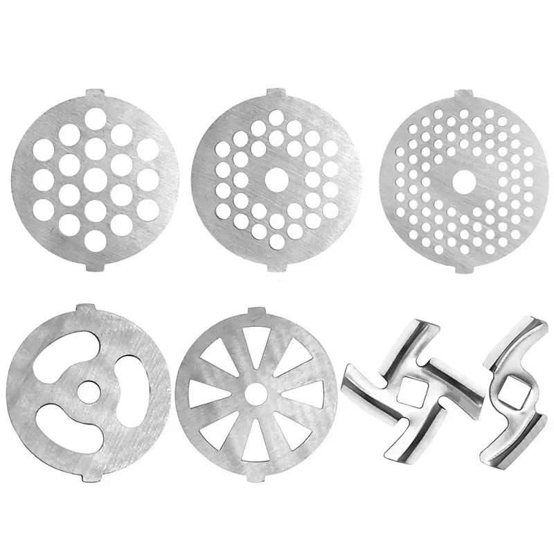 

NEW 2023 7 Piece Stainless Steel Meat Grinder Plates Discs and Blade for Food Chopper and Meat Grinder Machinery Parts