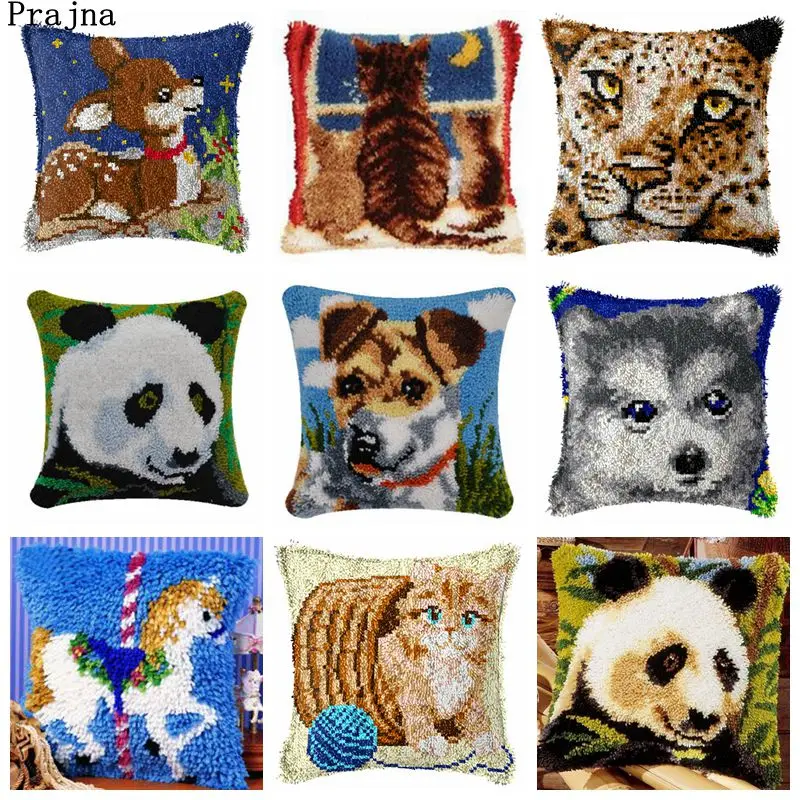 

Animal Latch Hook Cushion Pillowcase Cartoon Dog Cat Pillow Embroidery Pillow Latch Hook Embroidery Pillow Sofa Home Decorate