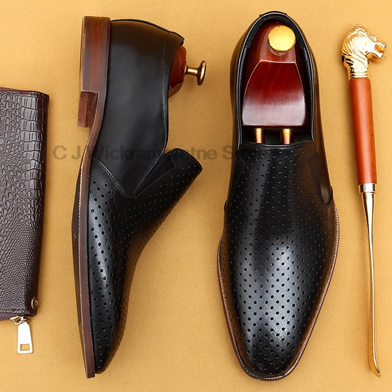 HKDQ итальянские мужские туфли-оксфорды из натуральной кожи черные коричневые