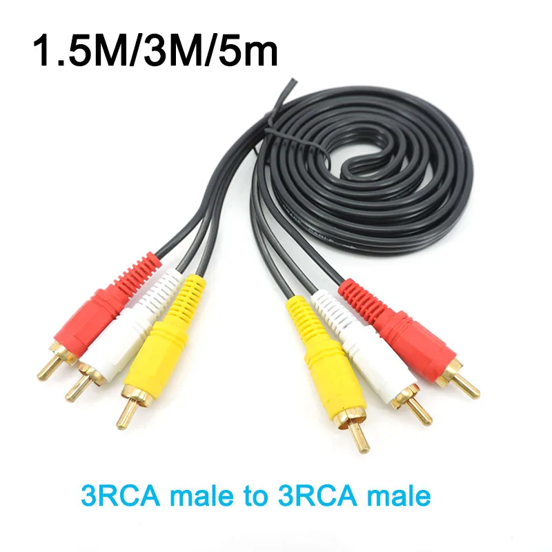 Позолоченный разъем RCA папа на 3 разъема 3RCA Композитный удлинительный кабель