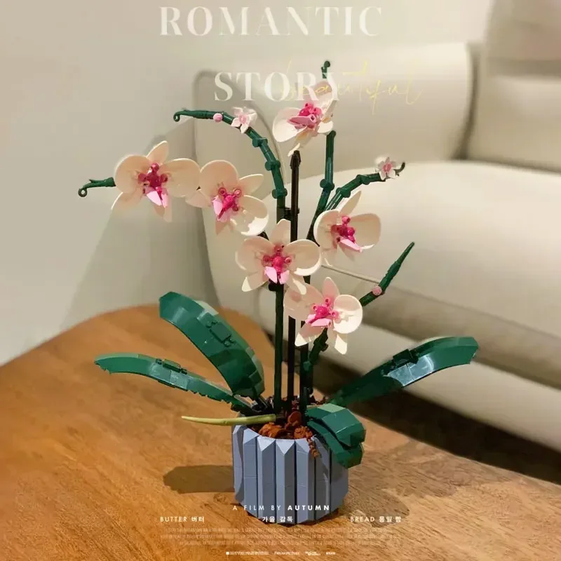 MOC Orchid Bouquet Block flower Potted Building Blocks Fit 10311 Romantic Kit Assembly Toy Girl Gift First Love