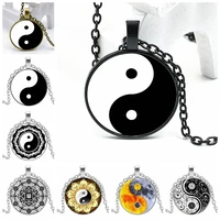 2020 new yin yang tai chi 3 color necklace glass convex personality pendant necklace gift wholesale