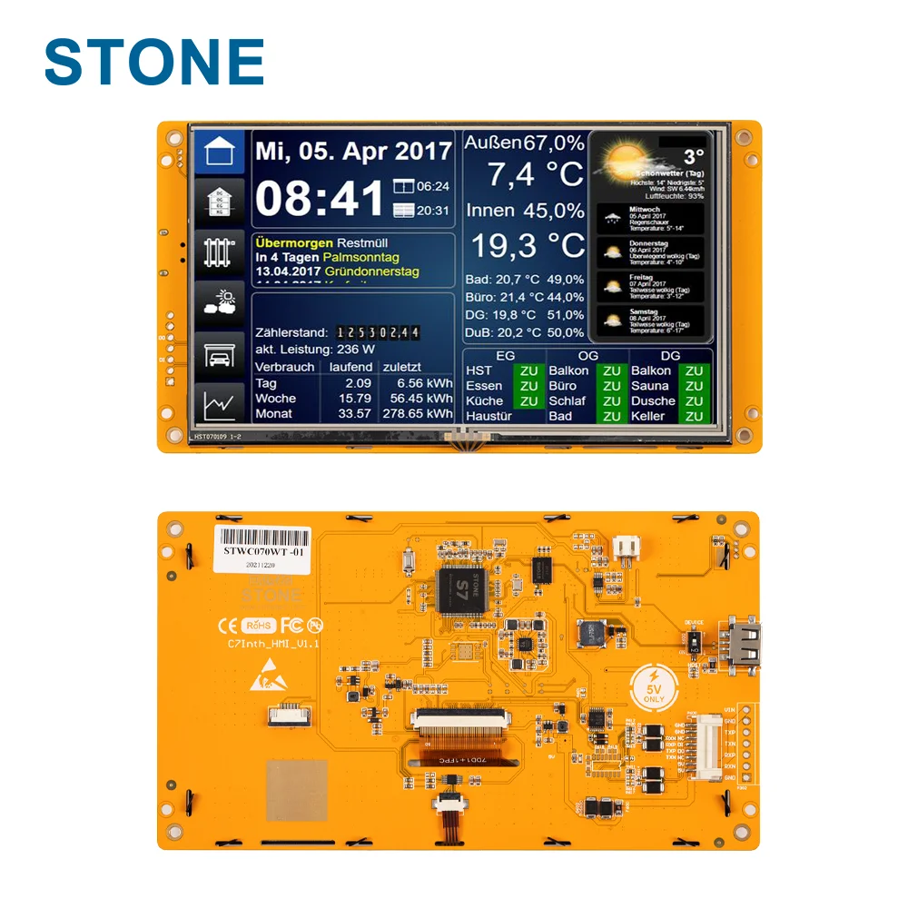 STONE 7.0 Inch HMI 800*480 TFT LCD UART Serial Interface+Program+Software for Industrial Use