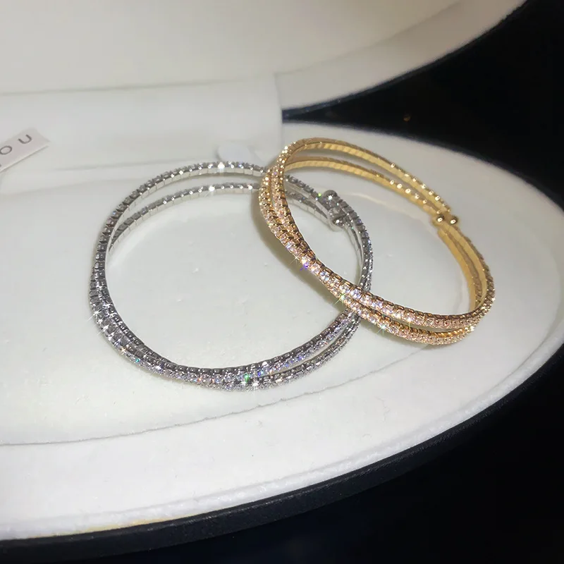 Манжеты модный браслет со стразами медный сплав золотой серебряный цвет для