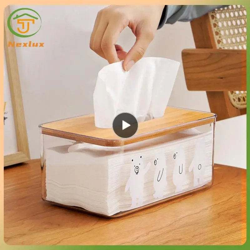 

Pet/wood Storage Box 18x11.7x9.5cm Bear Paper Storage Box Multifunctional Tissue Box Storage Tools Medium Paper Towel Box Simple