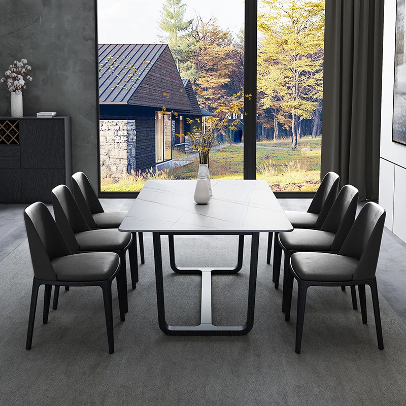 

Italian minimalist ceramic rock table white Italian Nordic style table and chair combination modern simplicity