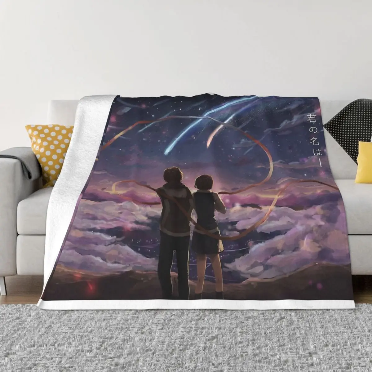 Фланелевое мягкое флисовое покрывало от Kimi No Na Wa Your Name Makoto Shinkai Tachibana Taki Miyamizu Mitsuha |