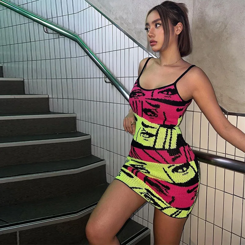 

Sexy Y2K Clothes Tie Dye Print Sleeveless Backless Ruched Bodycon Mini Dresses For Women Club Birthday Party Outfits Vestidos