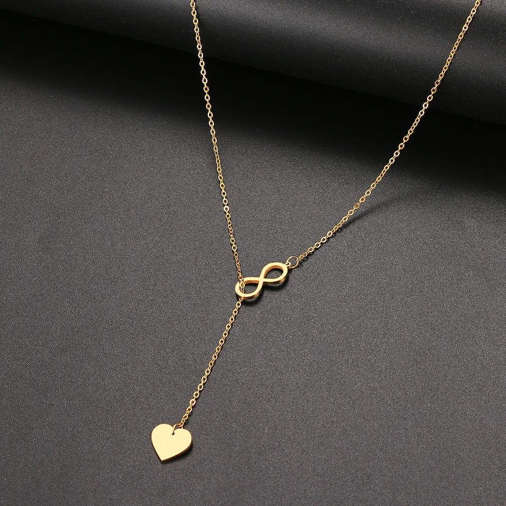 

316L Stainless Steel Fashion "8" And Heart Shape Pendant Layered style Necklace For Women Jewelry Party Friend Gifts