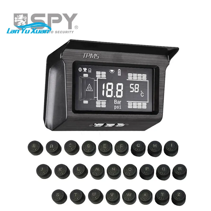 

188Psi External sensor 8-10-12-14-16-18-26 wheels Tire Pressure Monitoring system solar power Trailer bus truck TPMS