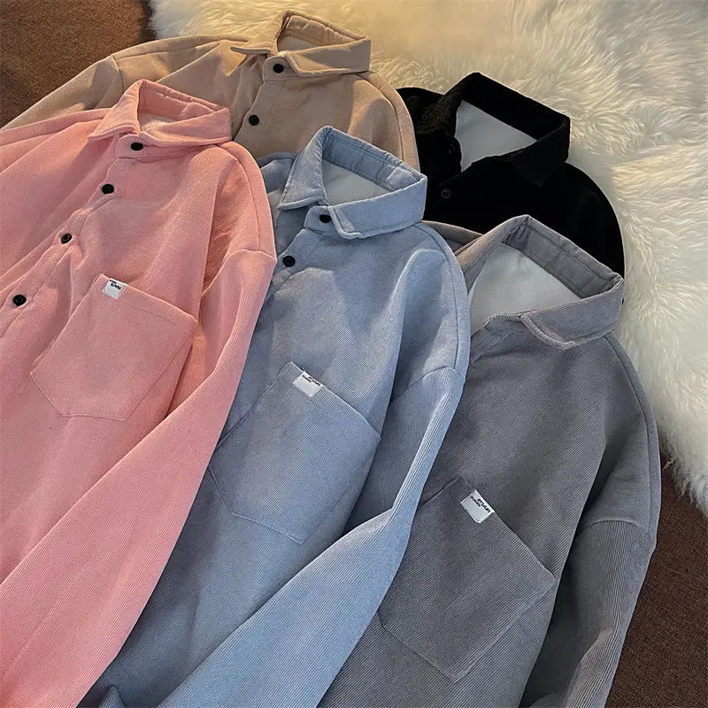 

Рубашка зимняя флисовая утепленная куртка с длинным рукавом новый вельветовый ретро Топ Мужская Повседневная Верхняя одежда рубашка с лацканами