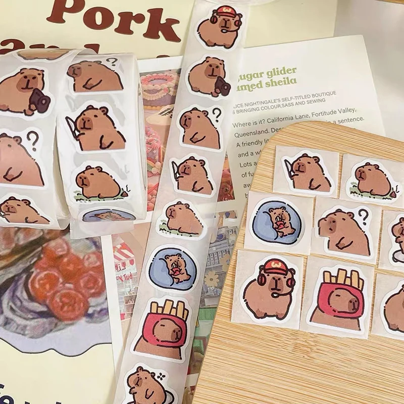 

KOQZM наклейки с капибарой, бумага, 500 шт.