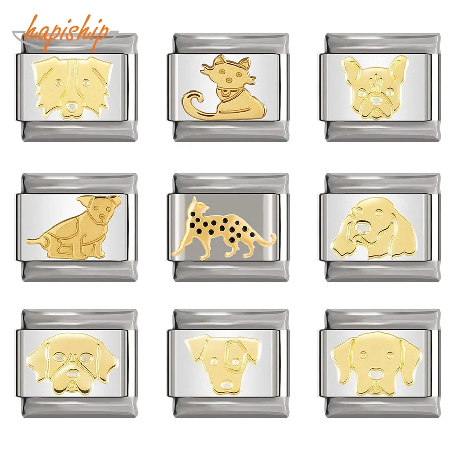 

Hapiship новая Оригинальная Маргаритка Милая Собака Кошка итальянская Подвеска подходит для браслета 9 мм из нержавеющей стали своими руками ювелирные изделия DJ209