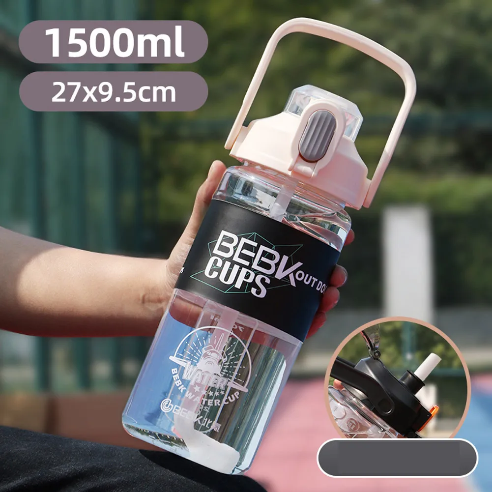 

1500/2100/3000mL Water Bottle With Bounce Cover Leakproof Cup For Outdoor Fitness Sport Large-capacity Water Plastic Cup Kettle