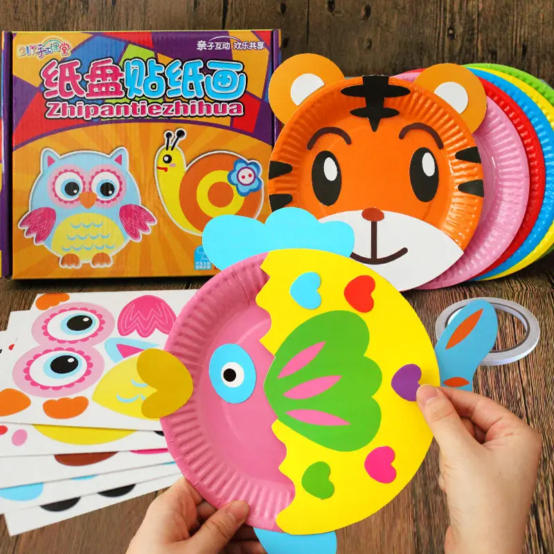 

Children DIY Manual Decal Creative Paper Tray Decal Paper Cup Decal Kindergarten Creative Plate Decal Paste